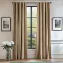 Lazzzy Curtain Beige Thermal Insulated Curtains 90 Inch Long Drapes for Bedroom Living Room Darkening Window Treatments Rod Pocket, Set of 2, Latte