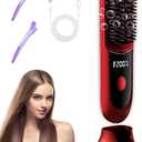 Go Brush Pro Hair Straightener  Cordless Comb with Negative Ion, 6000mAh Fast Heating & Portable Travel Design, Rechargeable Brush for Straightening and Curling (Red-1Pcs)