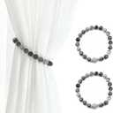 Magnetic Curtain Tiebacks, 2 Pcs Beaded Curtain Holdbacks for Window Curtain Panels, Drapes, Home Dcor, 13 Inches (Grey)