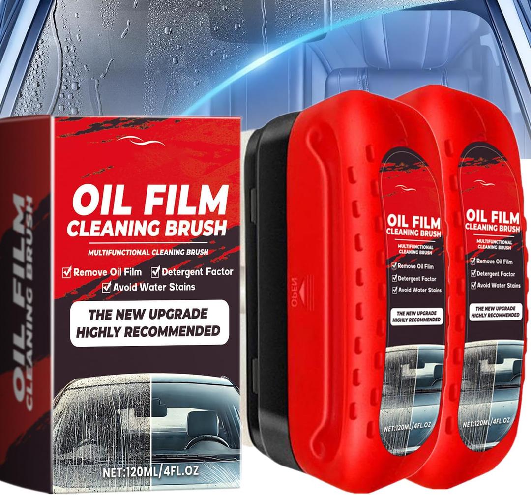 2 x LOYOTICE 2Pc Automotive Oil Film Cleaning Brush, Windshield Cleaner for Car Windows & Glass, Glass Oil Film Remover for Car, Clear Vision Glass Cleaner, Anti-Rain & Anti-Fog Coating, Improves Clarity