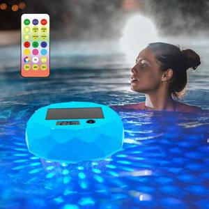 Solar Pool Light, Pool Thermometer Floating Easy Read with Remote Control, Extra-Large Screen Temperature Thermometer, IP68 Waterproof LED Lighting Decor for Hot Tub Garden Party