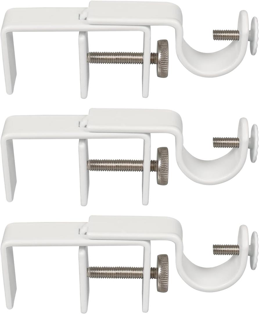 Outside Mounted Blinds Curtain Rod Bracket (Only Fit for 1.3-2 inches Rectangle Headrail) No Drill No Tools Required (Patent Depending) (White)