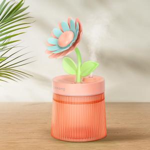 Cute Flower Mini Humidifier, 260ml Sunflower Portable Small Humidifier, Desktop Humidifiers Cool Mist Humidification for Home, Bedroom, Baby Nursery, Office & Indoor Plants, USB Powered (Pink)
