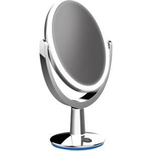 Superstar Oval Shaped Dual-Sided Lighted Makeup Mirror, 1X/5X Magnifying Vanity Makeup Mirror, 360 Degree Rotating Adjustable Brightness Mirror, Brushed Nickel