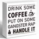 Inspirational Coffee Accessories Office Shelf Wall Decor, Drink Some Coffee Wooden Sign Wall Decoration, Small Funny Office Cubicle Tabletop Shelf Desk 5"L x 5"H Decor Signs
