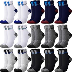 Bencailor 15 Pairs Men's Crew Socks Breathable Athletic Comfort Lightweight Sport Socks for Men (White, Black, Blue, Gray)(5-9)