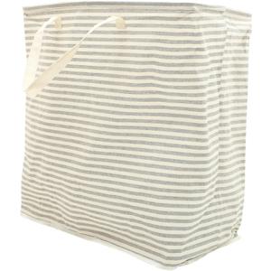 VOSAREA Extra Large Collapsible Laundry Basket Handles Sturdy Linen Striped Storage Tote for Home Dorm and Boys and Girls Toy Organization Portable and Foldable Laundry Hamper VOSAREA Extra Large Collapsible Laundry Basket Handles Sturdy Linen Striped Storage Tote for Home Dorm and Boys and Girls Toy Organization Portable and Foldable Laundry Hamper