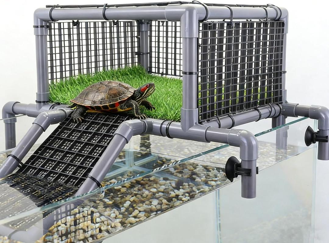 Extra Large Turtle Basking Platform, Heavy-Duty Above Tank Dock & Ramp for Aquatic Turtles, Fits 18-20" Wide 50-90Gallon, Turtle Tank Accessories