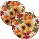 Outdoor 18-inch Round Reversible Seat Cushion, Sunflower, 2-Pack