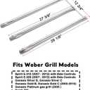 Uniflasy Grill Parts Replacement for Weber Spirit 310 E310, Genesis Silver B C, Genesis Platinum B C, Weber 900 (Side Control), 28 1/8" Stainless Steel Burner, 22.5" Stainless Steel Flavorizer Bars