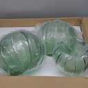 3-Light Glass Globe Pendant Light Kitchen Island, Mid-Century Modern Pendant Ball Chandelier with Green Ribbed, Vintage Hanging Ceiling Light Fixture for Dining Room, Over Sink, Table