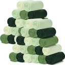 Kinlop Fleece Blanket Bulk 60 x 50 Inch Soft Lightweight Fleece Cozy Blanket Warm Throw Plush Pet Throw for Bed Couch Sofa Home Office Wedding Gifts Travel Camping(Green Tones,40 Packs)