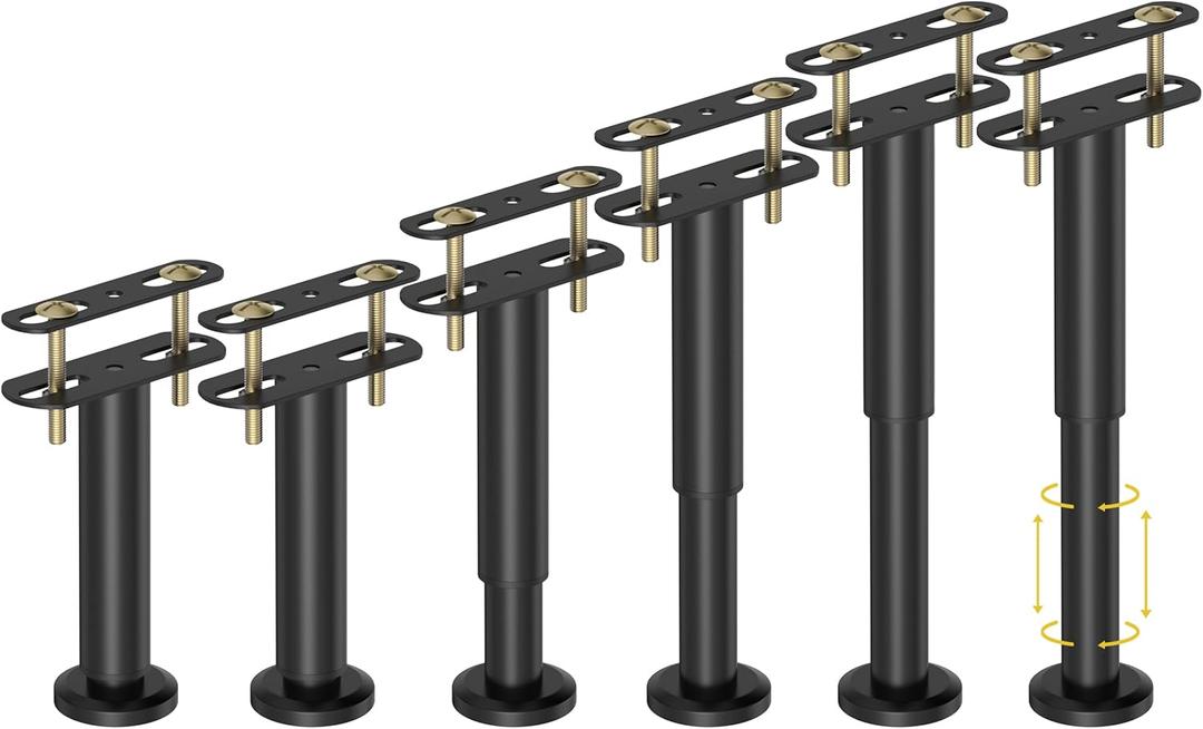 6 Pcs Adjustable Height Bed Support Legs 7.08-12.6 inch, Bed Frame Center Support Legs for Bed Frame/Bed Center Slat/Furniture, Heavy Duty Metal Bed Replacement Legs Bed Slats Support Legs