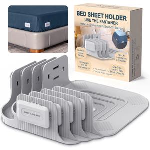 Bed Sheet Holders for Corners - Snap-Lock Sheet Lock for Fitted Sheets, Sheet Holders Keep Sheets Firm & Tight - Durable ABS Mattress Sheet Holder, Easy No-Lift Install, Fits 3"+ Mattresses (Set of 4)