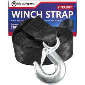 2 Inch by 20 Feet Trailer Winch Strap with Hook Heavy Duty Strap Replacement 10000 lbs Breaking Strength 3300 lbs Load Capacity for Boat,Jet Ski, Black, 1 Pack 2 Inch by 20 Feet Trailer Winch Strap with Hook Heavy Duty Strap Replacement 10000 lbs Breaking Strength 3300 lbs Load Capacity for Boat,Jet Ski, Black, 1 Pack