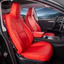Nappa Leather Car Seat Covers Compatible with Tesla Model Y 2017 2018 2019 2020 2021 2022 2023 2024 Full Set Custom Fit Does Not Affect The Airbag, Reserved Seat Belt Hole-red