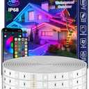 FBZ 100Ft Outdoor Waterproof LED Strip Lights,Music Sync RGB IP65 Led Lights with App Control and Remote,Color Changing Waterproof Led Rope Lights for Outdoor,Balcony,Roof,Garden,Stairs Party