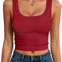 ANRABESS Womens Crop Tank Tops, Soft Breathable Ribbed Slim Fit, Comfy for Basic,Casual,Going Out&Daily Wear (Red, M)
