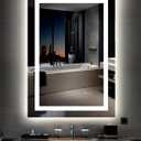 Ensenior LED Bathroom Mirror 30"x 36" with Front and Backlight, Stepless Dimmable Wall Mirrors with Anti-Fog, Shatter-Proof, Memory, 3 Colors, Modern LED Vanity Mirror-FCC