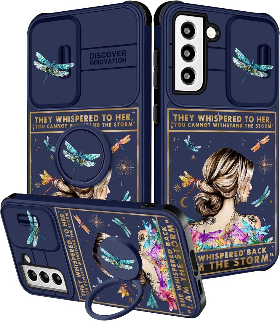 Funermei for Samsung Galaxy S21 Case - Women Girls Cute Girly Phone Cover Teen Girl Pretty Aesthetic Colorful Kawaii Design with Camera Cover + Ring Stand Funda for Galaxy S21 5G Case