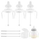 Sippy Cup Conversion Kit for Mam Bottles, Spill-Proof Transition Kit with Silicone Sippy Spout Nipple, Weighted Straw, Handle, 3 Pack, 6m+