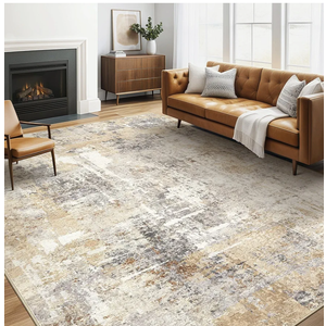 6x9 Area Rugs Living Room: Large Washable Abstract Modern Soft Rug Stain Resistant Indoor Floor Non Slip Accent Carpet for Bedroom Nursery Playroom Dining Room Office Dorm Home Decor- Gray Gold