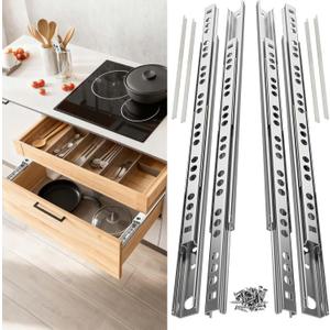 Thin Drawer Slides 12 Inch, 2-Way Slide Track Rail - Low Profile Metal Ball Bearing Drawer Slides Full Extension, for Kitchen Cabinet, Dresser & DIY Furniture (4 Pack)