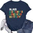 Black History Month Shirts for Women Africa American Tshirts Black Pride Tee Tops (Blue, XL)