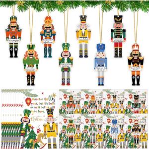 48 Sets Christmas Nutcracker Ornament Funny Air Freshener Ornaments with Xmas Greeting Card Scent Sachets Employee Appreciation Gifts for Staff Coworkers Christmas Tree Party Office Decor