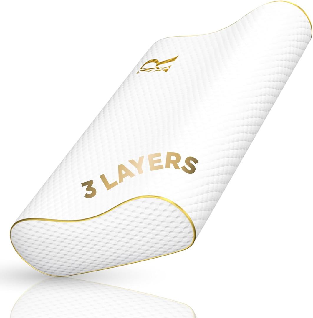 Royal Therapy King Memory Foam Pillow  Ergonomic Cervical Pillow for Neck and Shoulder Pain  Medium Firm Contour Pillow for Side, Back, and Stomach Sleepers  CertiPUR-US Certified (King - 31 x 14 x 5.1")