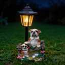 Bulldog Solar Lights Outdoor Garden Decor Waterproof Resin Dog Statues Yard Art Gifts Patio Lawn Pathway