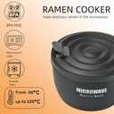 Layron Large Ramen Bowl, Ramen Noodle Bowls Microwavable 45 oz, Ramen Cooker, Microwave Pasta Cooker, Ramen Bowl Microwave Gift for College Boys Girls Male Female Dorm Room (black)