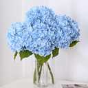 MARTINE MALL 3Pcs 21in Hydrangea Artificial Flowers, Latex Real Touch Hydrangeas Lifelike Large Hydrangea Flowers for Home Decor Party Arrangements Wedding Bouquets Centerpieces (Blue)