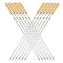 FOWUTAS Large Size Kabob Skewers Flat Metal BBQ 22" Barbecue Skewer Wooden Handle Stainless Steel Shish Kabob Stick Wide Reusable Grilling Set Meat Shrimp Chicken Vegetable Kebab Fork Sausage-12PCS