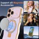 Case for iPhone 11 Pro Max with Magnetic Stand, Luxury Plating Curly Wavy Frame and Cute Heart Pattern, Lens Edge Raised Protection, Slim Shockproof Soft Case for iPhone 11 Pro Max-Light Purple