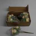 Luyue 8 Packs Peonies Artificial Flowers Vintage Faux Peony Bouquet Fake Flower for Vase Silk Floral Arrangements for Table Centerpiece Wedding Decoration Indoor Home Decor (White-green-8pcs)