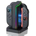 Pogriko Charging Dock for Nintendo Switch 2 Controller, [7 RGB Light] [Fast Charger Station] with Charging Cable for Switch 2 Joycon Accessories (Black)