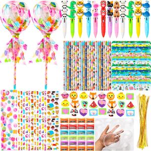 24Pack Giant Lollipop Return Gifts for Birthday Party, Giant Lollipop with Pencils, Stickers, Erasers, 4-in-1 Pen, for Classroom School Exchange Party Supplies