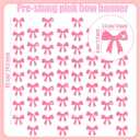 3 x 8 Pieces Pink Bow Birthday Party Decorations, Pink Coquette Birthday Decorations, Cute Bow Themed Baby Shower Decor, Bridal Shower Bow Hanging Backdrop Banner Girls Women Bachelorette Party Supplies
