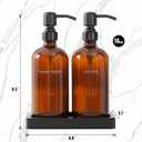 Prus Waso Amber Glass Soap Dispenser Set, Hand Soap and Lotion Set with Black Stainless Steel Pump, Perfect for Modern Bathroom Decor. (Amber)