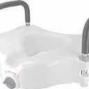 Vaunn Raised Toilet Seat and Elevated Commode Booster Seat Riser with Removable Padded Grab Bar Handles & Locking Mechanism