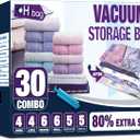 HIBAG Vacuum Storage Bags, 30-Pack Space Saver Vacuum Storage Bags, Vacuum Seal Bags for Clothing, Clothes, Comforters and Blankets (30C)
