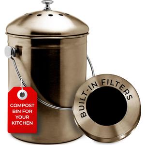 EPICA Countertop Compost Bin Kitchen | 1.3 Gallon | Odorless Composting Bin with Carbon Filters | Indoor Compost Bin with Lid | Stainless Steel Kitchen Composter for Food Scraps & Waste Recycling