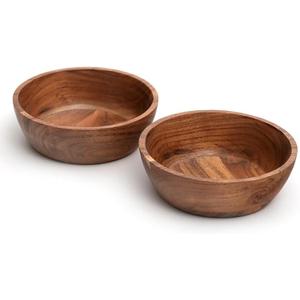 Acacia Wood Bowl Set of 8, 6-Inch Medium Serving Bowls, 400 Cubic cm Volume, 0.40 Liter Capacity, Brown