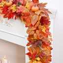 6FT Fall Leaves Garland for Mantle, Autumn Garland with Maple Leaves Pumpkins for Thanksgiving Fireplace Indoor Outdoor Fall Decor (1 Pack)