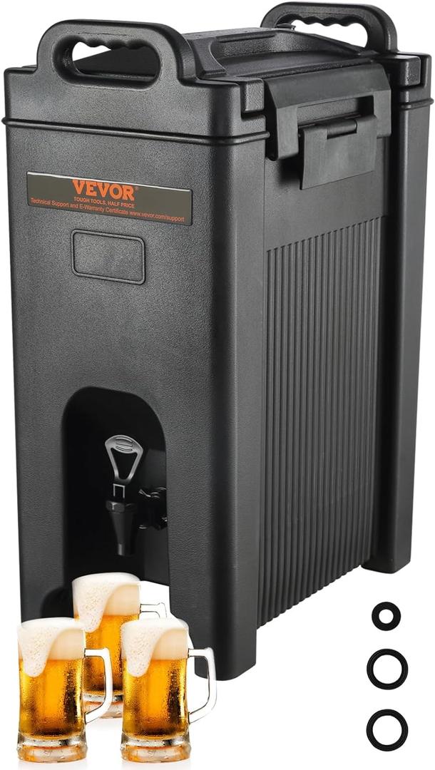 VEVOR Insulated Beverage Dispenser, 5 Gallon, Food-grade LDPE Hot and Cold Beverage Server, Thermal Drink Dispenser Cooler with 0.9 in PU Layer Two-Stage Faucet Handle, for Restaurant Drink Shop