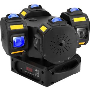 Moving Head DJ Lights 200W LED with 4 Rotating Head,16X10W RGBW 4-in-1 Multiple Effects Changing for Disco Parties Wedding Live Show KTV Club, Controlled by 19CH DMX-512/Sound Activated