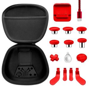 Vanpark Complete Component Pack for Xbox Elite Controller Series 2 CoreAccessories Include 1 Carrying Case, 1 Charging Dock&Cable, Metal 6 Joysticks, 4 Paddles, 2 D-Pads, 1 Adjustment Tool(Red) (Red)