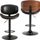 2-Pack Adjustable Swivel Bar Stools with Backrest – PU Leather Modern Counter Height Stools for Kitchen Island, 360° Rotation, Rubber Anti-Slip Base, Easy Assembly, Black