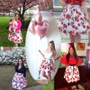 Dressever Women's Vintage A-line Printed Pleated Flared Midi Skirts (White, XS)